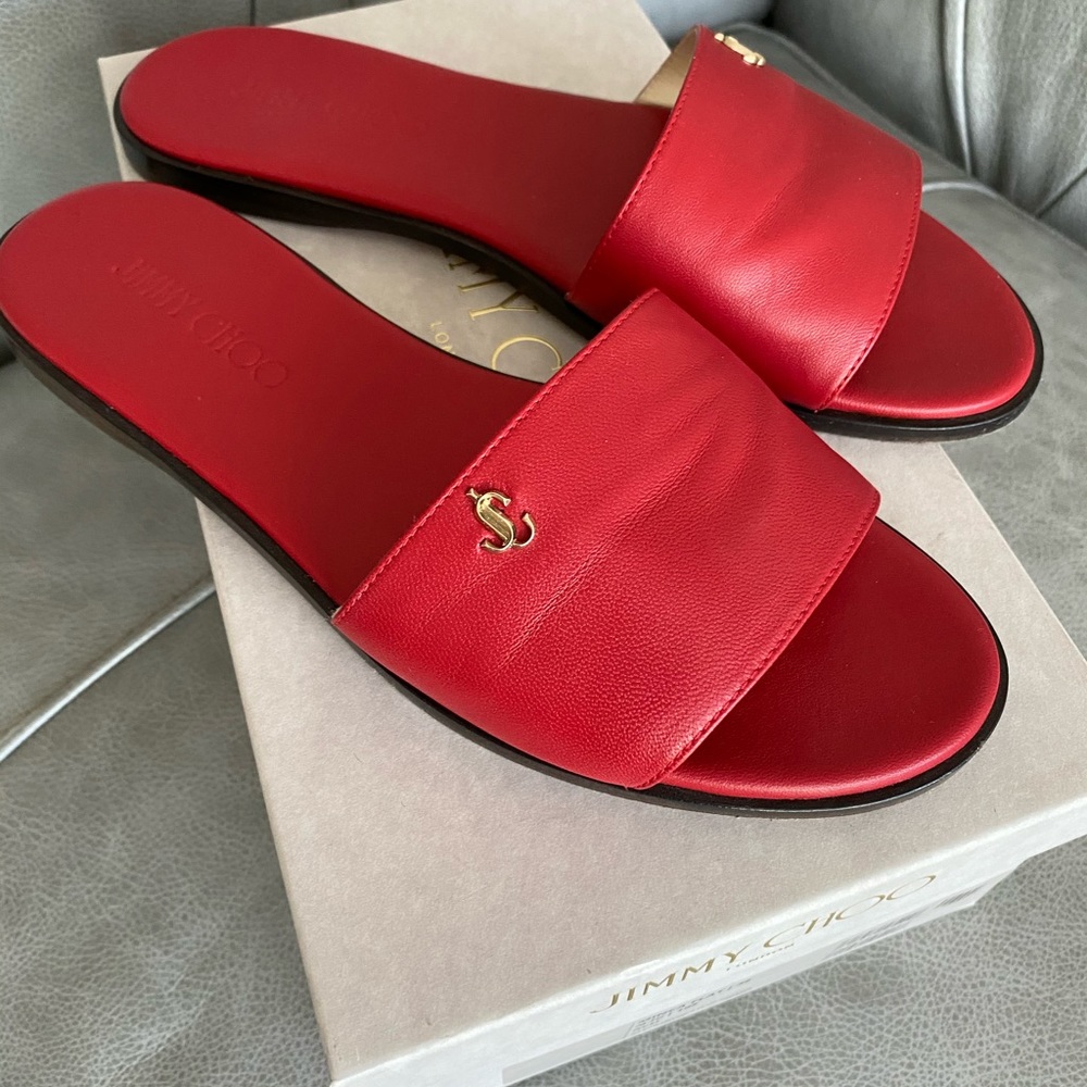 Jimmy Choo Red Leather Minea flats